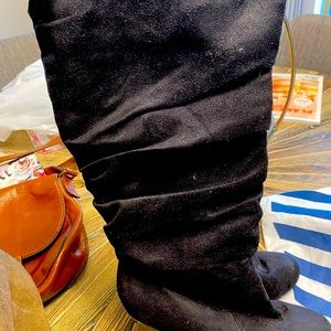 Knee high, heeled, suede boots. Size 7!
